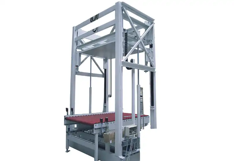 Bag stacking press for bagged goods
