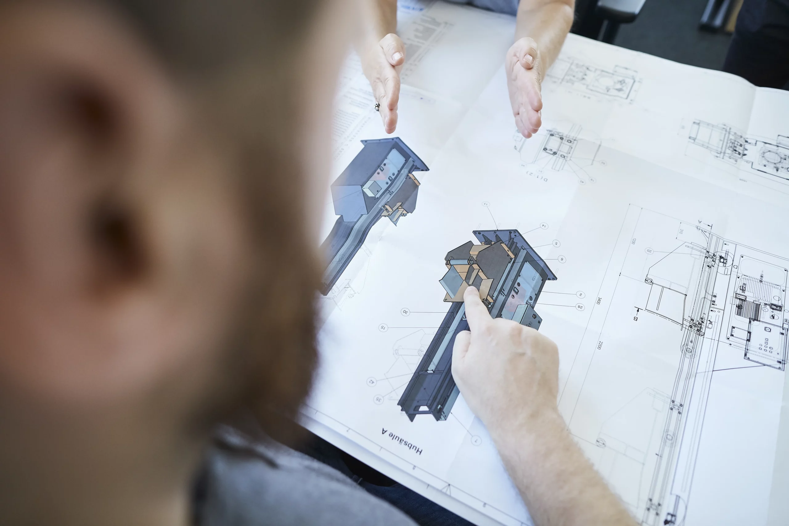 Technische Abstimmung eines Fördersystems anhand von Konstruktionszeichnungen und 3D-Darstellung