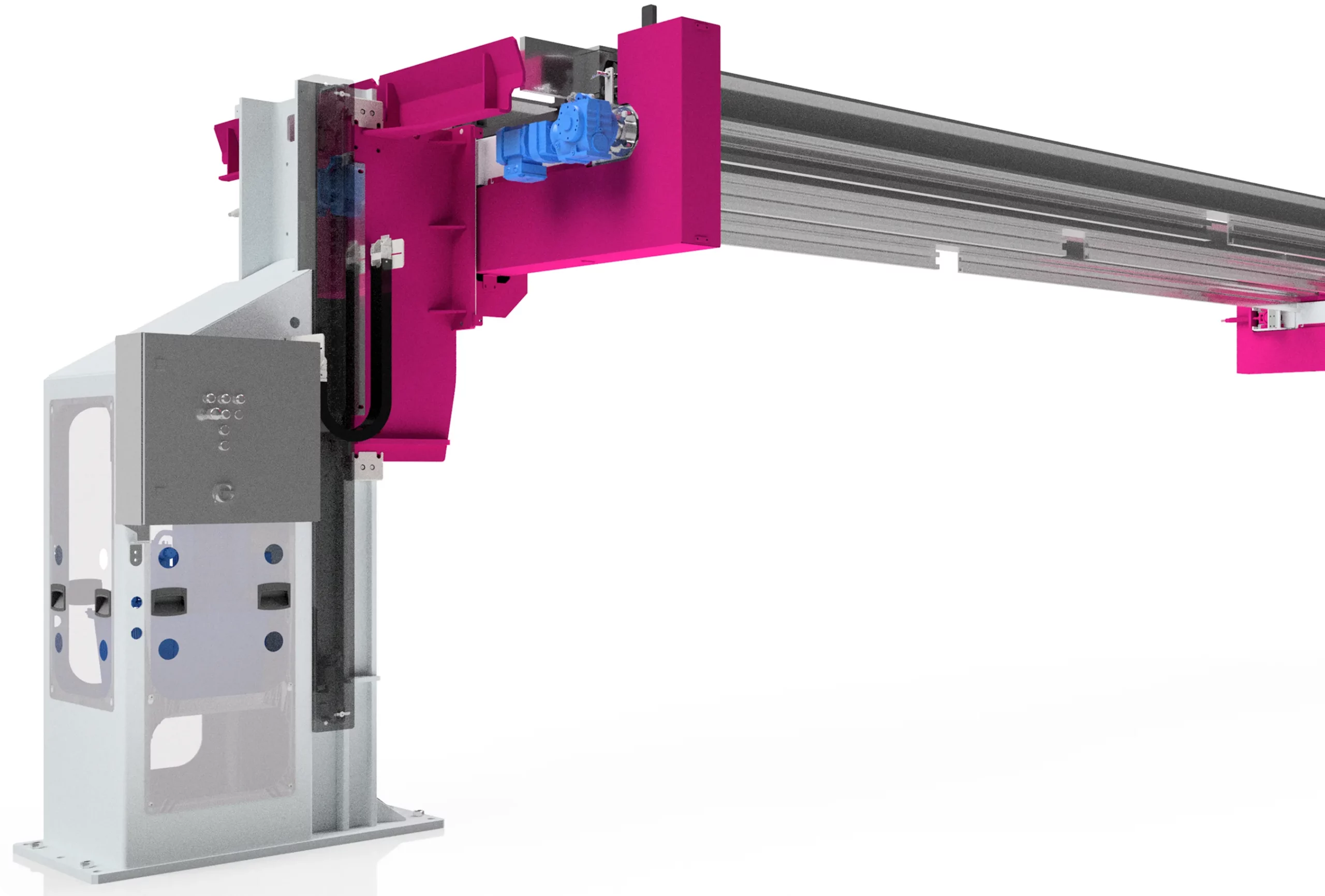 Handling-System mit vertikalem Hub und Linearachse für automatisierten Materialtransport in der Fördertechnik